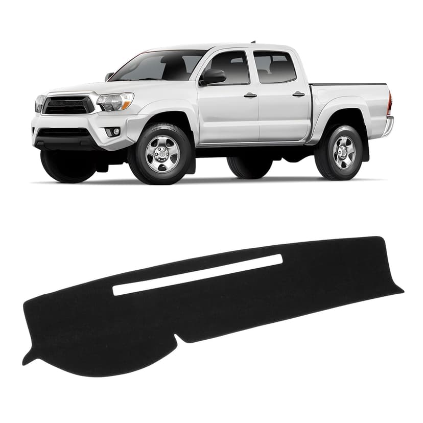 KUST Black Dash Cover for Toyota Tacoma 2005-2015 Pickup Non-Slip Dashboard Cover Polyester Center Console Dash Cover Interior Accessories for Tacoma Windshield Sunshade No Glare