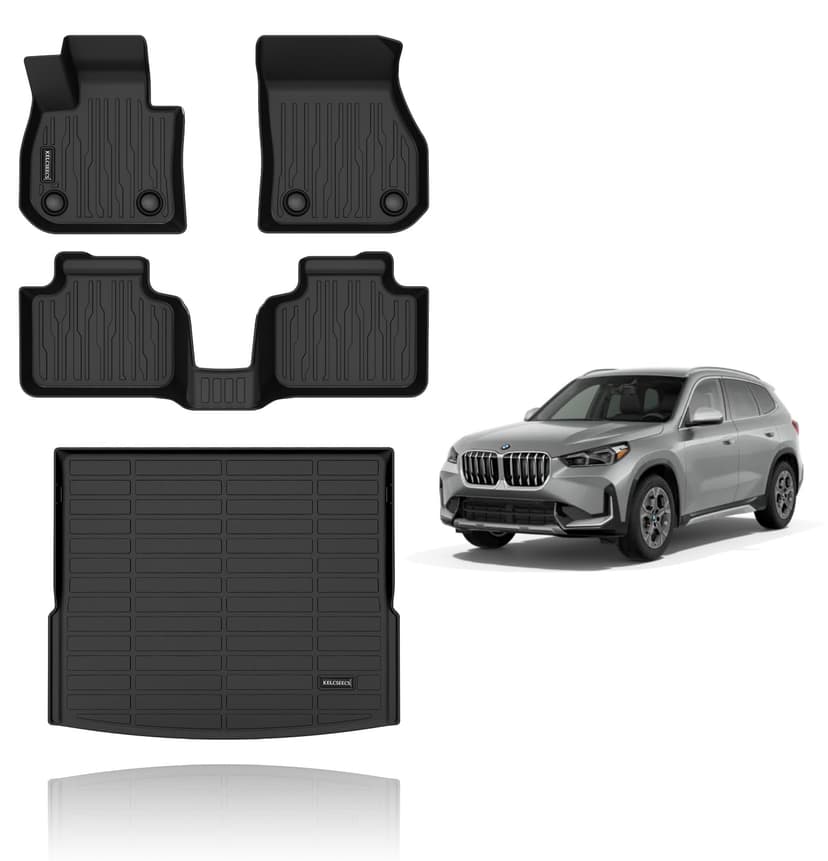 KELCSEECS Floor Mats & Cargo Liner Custom for 2026 2025 2024 2023 BMW X1 Car Mats Automotive Cargo Mat Floor Liners Trunk Mat X1 All Weather Floor Mats Trunk Liner Black