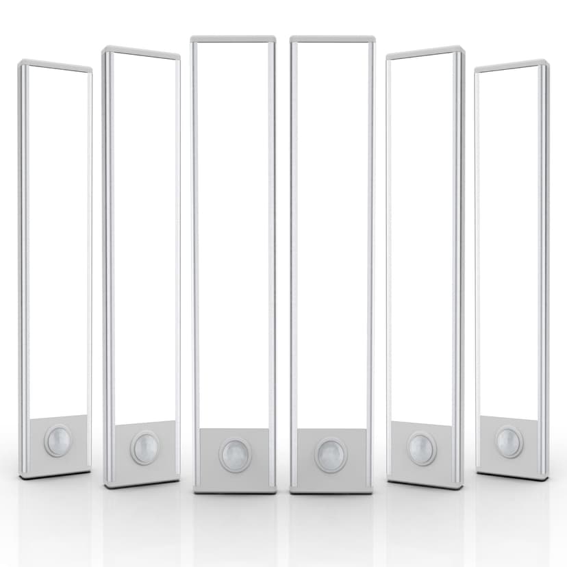 6 Pack Under Cabinet Lighting Wireless, 32 LED Rechargeable Battery Motion Sensor Light Indoor, Stick On Magnetic Closet Lights, Under Counter Lights for Kitchen, Stairs, White 8 in