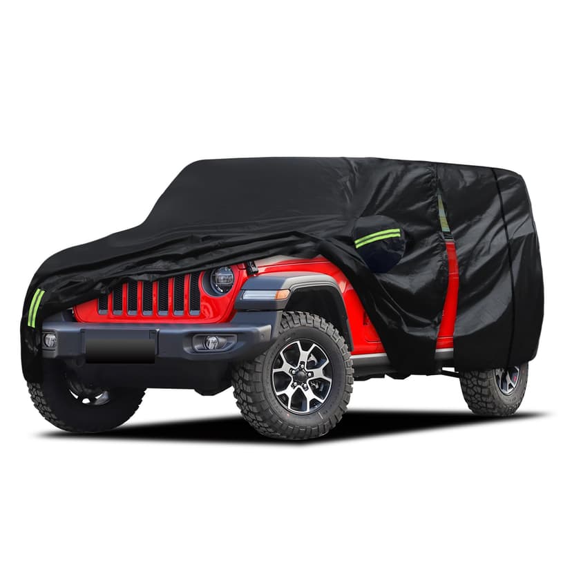 Car Cover Fit for Jeep Wrangler 4 Door 2006-2026 JK JL, Migaven Waterproof Full Exterior Cover Rain Sun Protection with Door Zipper and Cotton Lining