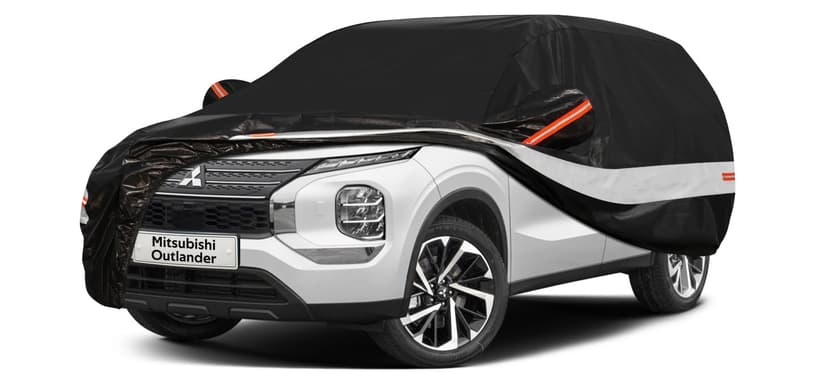 Holthly 10 Layers SUV Car Cover Custom Fit for Mitsubishi Outlander (2005-2026) Waterproof All Weather for Automobiles, Outdoor Full Cover Sun UV Rain Protection with Cotton.Black