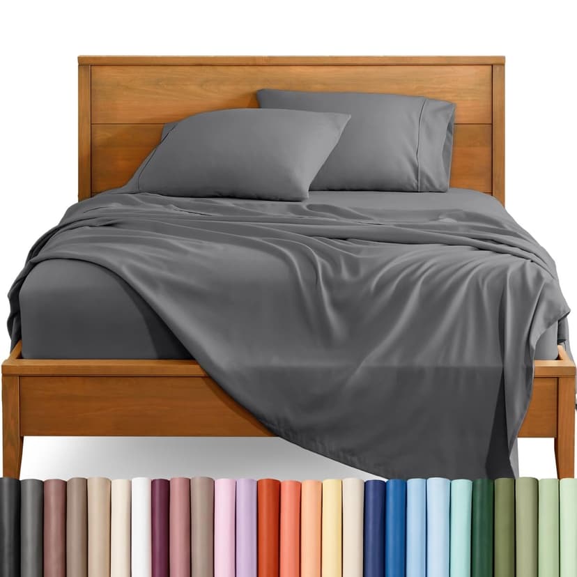 Bare Home Queen Sheet Set - 1800 Ultra-Soft (Queen, Grey) | Deep Pockets 6 to 15 Inches, Breathable, Hypoallergenic, Hotel Luxury, Easy Fit, Soft, All-Season