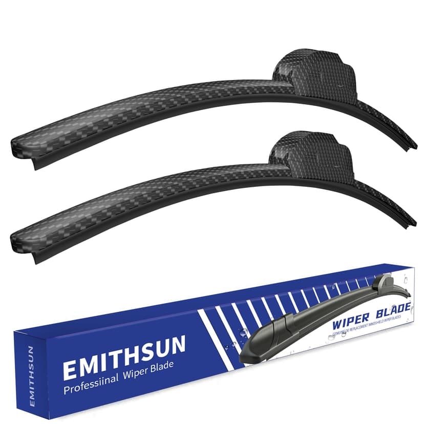 EMITHSUN 22"+22" Carbon Fiber Silver Windshield Wiper Blades(Set of 2) | OEM Quality Premium All-Seasons Wiper Blades,Stable and Quiet Wipers,Streak-Free Wiping