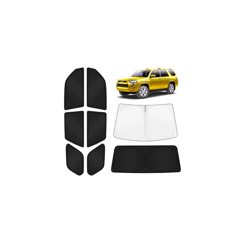 KUST Car Window Shades for Toyota 4Runner 2010-2024 Windshield Sun Shade Side Window Cover UV Block Privacy Protection 4Runner Accessories for Camping Blackout Rear Back Full Set 8PCS