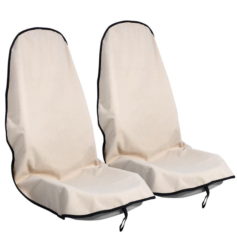 LoyaGour Car Seat Cover Protector Front Seats,for Gym Workout,Running,Swimming,Beach and Hiking,Waterproof Sweat Towel Bucket Seat Covers for Cars SUV Trucks (Off-White, 2Pcs)