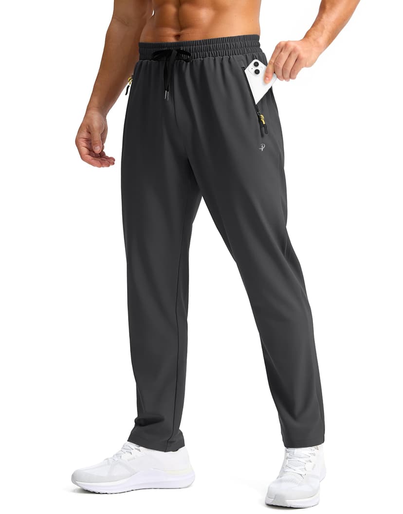 Pudolla Men's Lightweight Hiking Pants Quick Dry Outdoor Sweatpants with Zipper Pockets for Athletic Workout Casual Travel