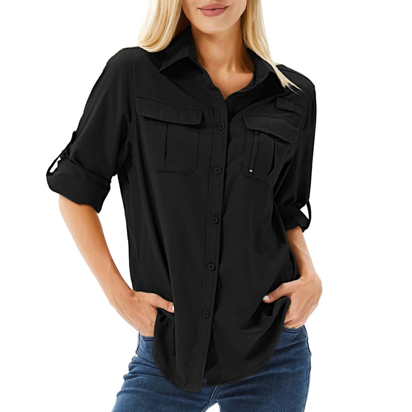 Toumett Women's UPF 50 Long Sleeve Sun Protection Shirts Safari Fishing Hiking