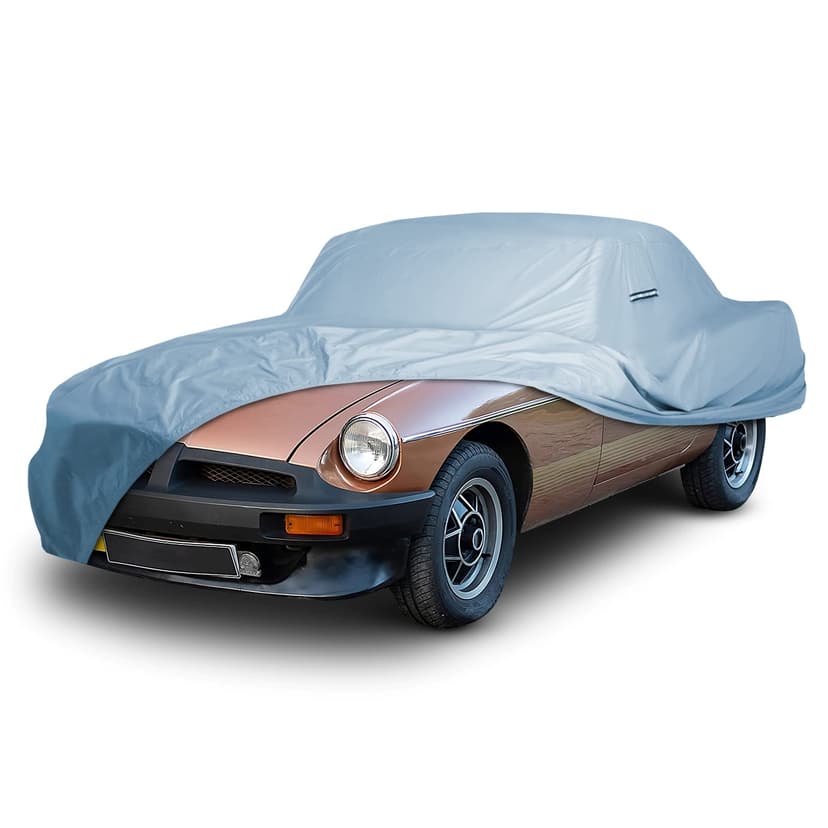 iCarCover Custom Fit [1962-1981 MG MGB Roadster, GT] Premium Car Cover | Waterproof All Weather Automobiles Hail UV Sun Rain Snow Dust Protection Full Exterior Covers for Outdoor Indoor (Sky Gray)