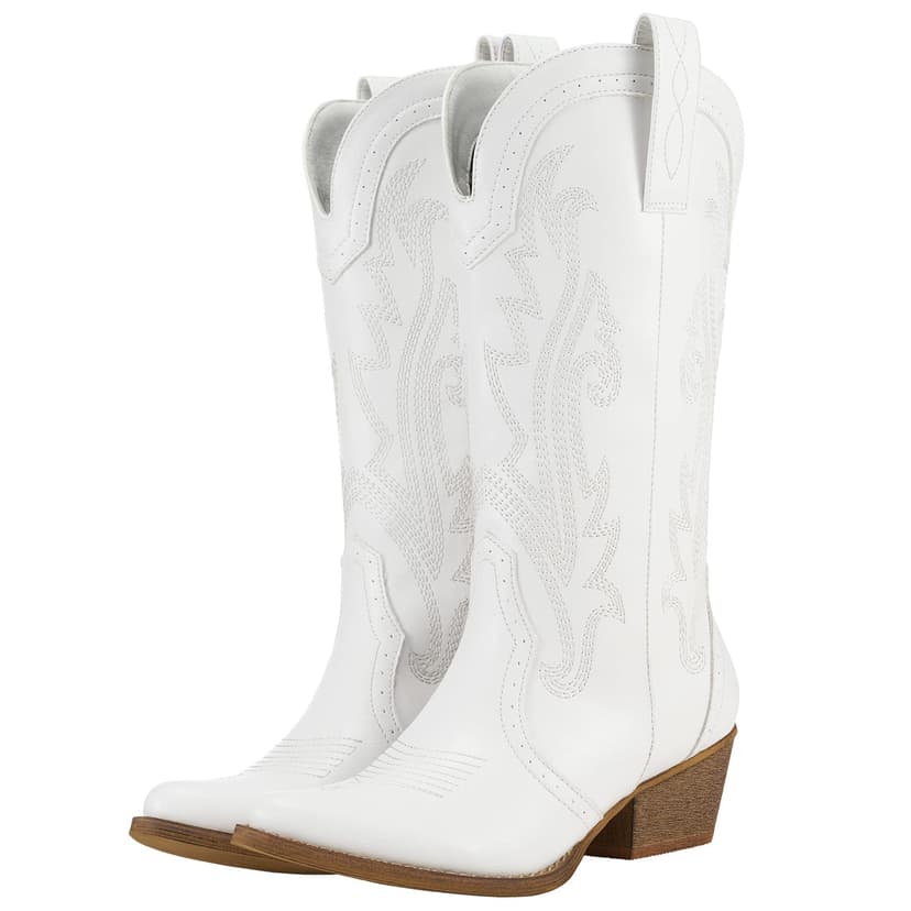 HISEA Rollda Cowboy Boots for Women, Cowgirl Boots, Comfortable Western Boots with Pointed Toe Stitched Embroidery for Country Concert Dancing Wedding Traveling Daily Outfits