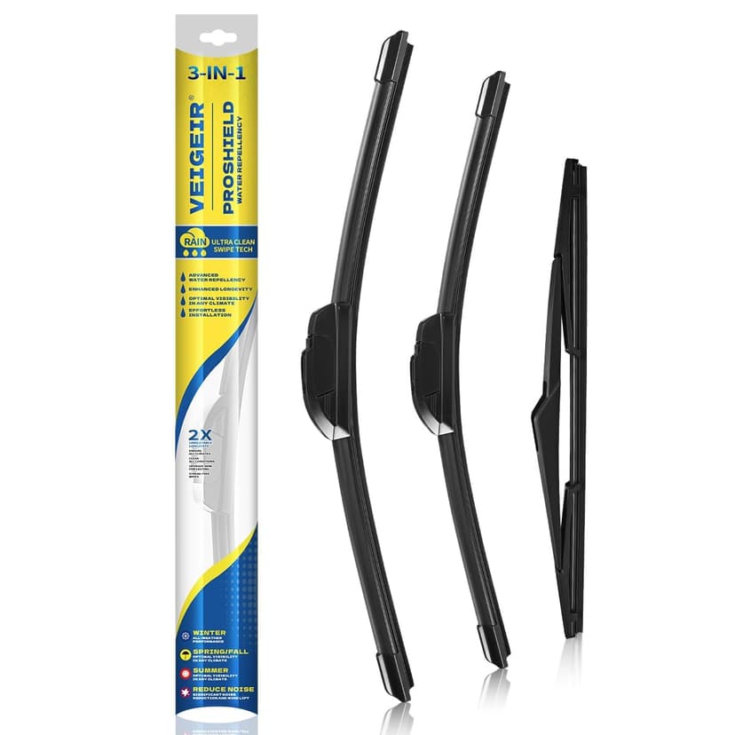 3 Pack Windshield Wiper Blades Compatible with Kia Telluride 2020 2021 2022 2023 2024 2025 Original Factory Quality Front Rear Wipers Blade Set for My Car - 26" 18" 13"