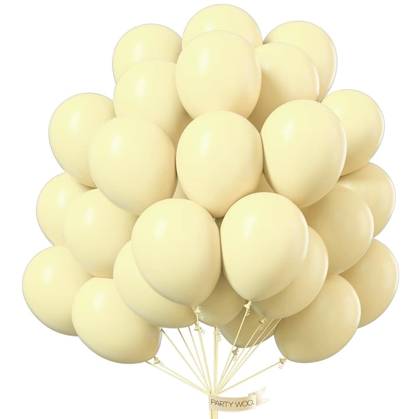 PartyWoo Pastel Yellow Balloons 50 pcs 12 Inch Light Pale Yellow Balloons for Graduation Baby Shower Gender Reveal Easter Little Cutie Birthday Party Decorations Yellow-Q07