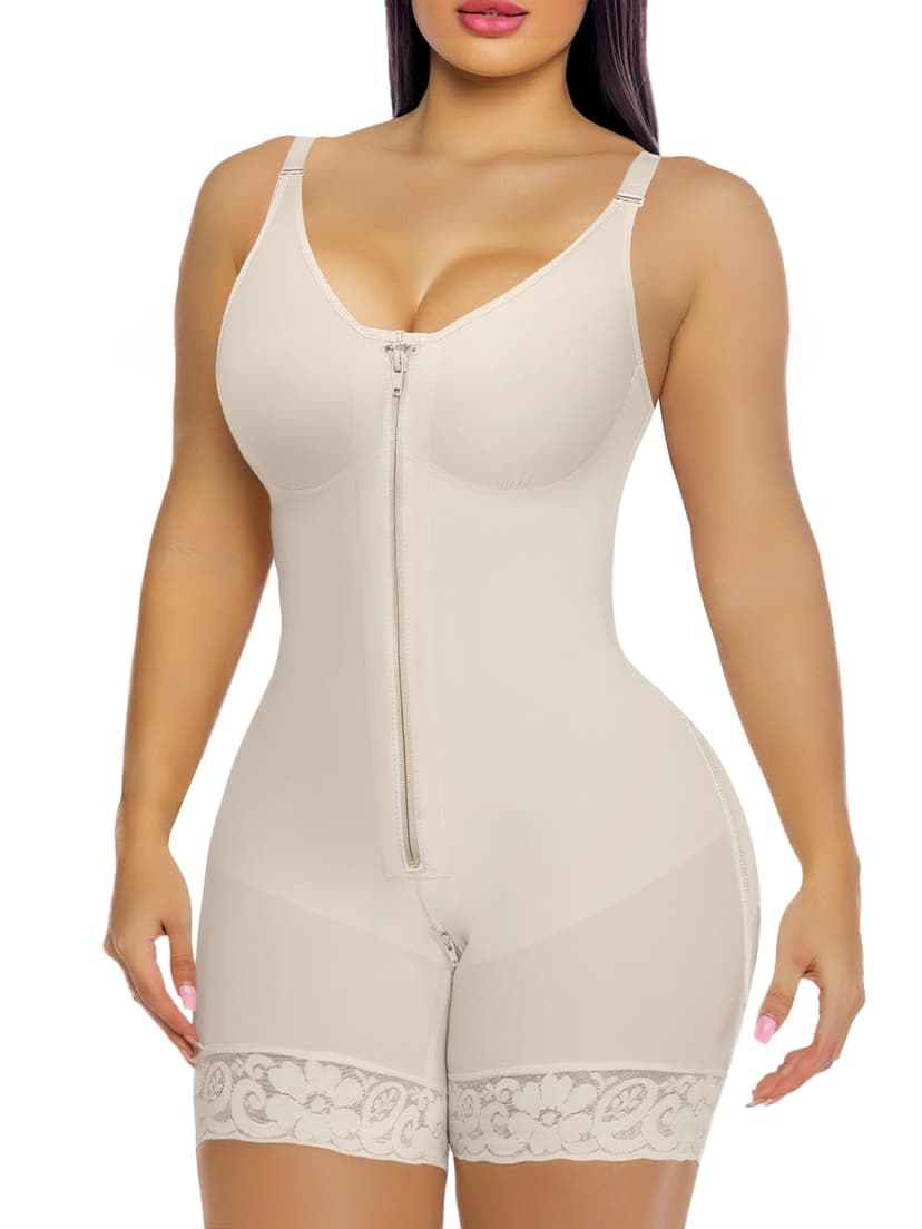 YIANNA Fajas Colombianas Moldeadoras Postpartum Shapewear Tummy Control for Women Butt Lifter Body Shaper with Zipper Crotch