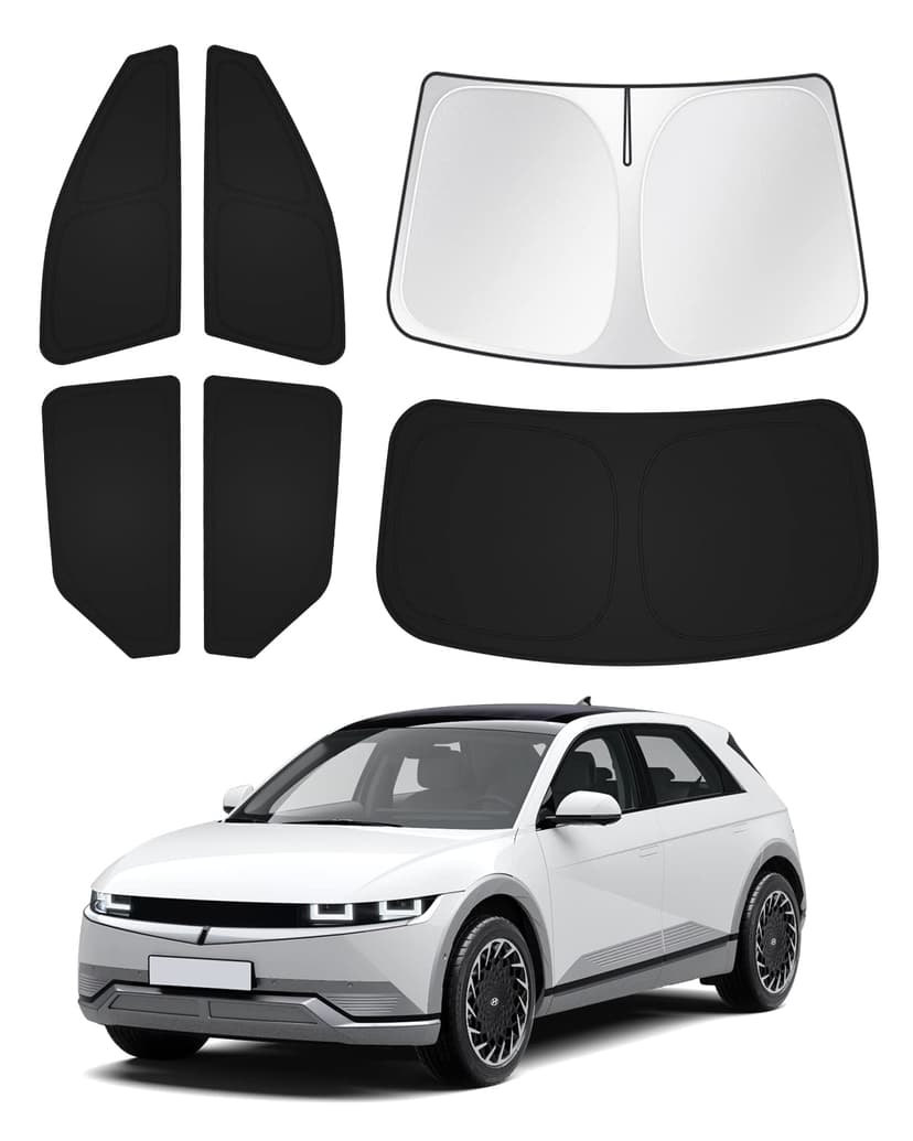Canvcle Windshield Sun Shade for Hyundai Ioniq 5 2022-2025 2026 Ioniq 5 Accessories Sunshade Side Rear Window Shade Cover Sun Visor Shield Privacy Protection Keep Vehicle Cool Black 6PCS