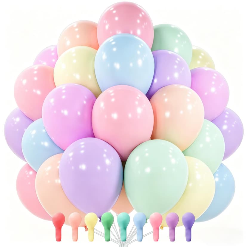 PartyWoo Pastel Balloons 100pcs 12 Inch Pastel Rainbow Latex Balloons for Baby Shower Gender Reveal Engagement Bachelorette Easter Bridal Shower Anniversary Retirement Birthday Party Decorations