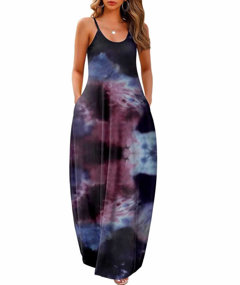 Wolddress Womens Maxi Dress with Pockets 2026 Casual Strap Plus Size Loose Plain Long Office Summer Beach Travel Dresses S-5X