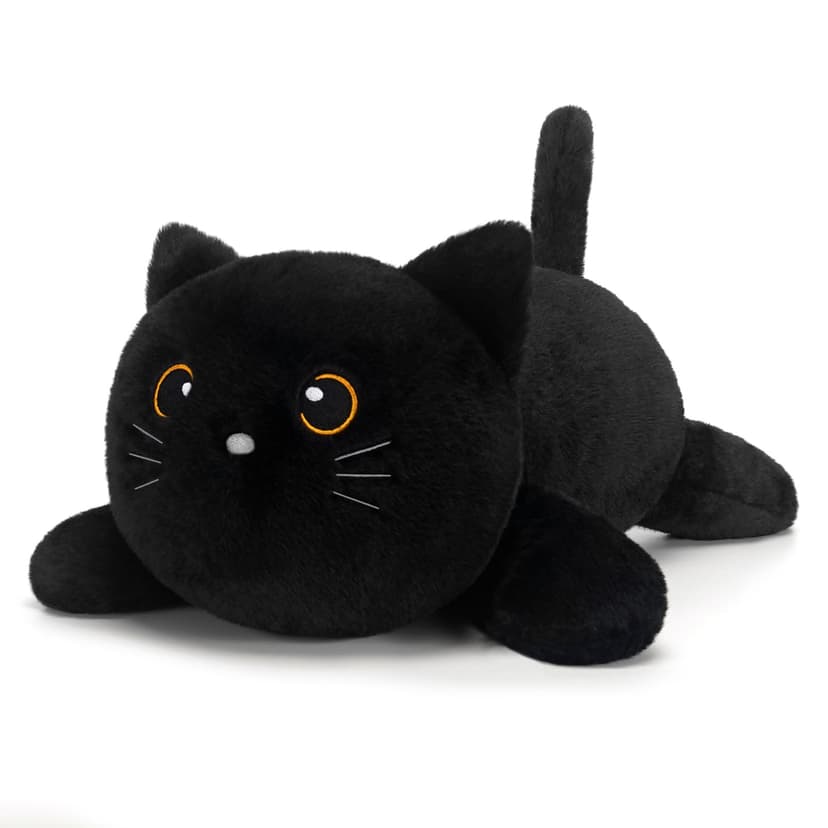 SQEQE Weighted Stuffed Animals Black Cat, Weighted Black Cat Plush, Plushies for Cozy Comfort, Soft Black Cat Pillow Toy for Kids Adults, Christmas & Valentines Gift 23.6 Inch 3.8 Lbs