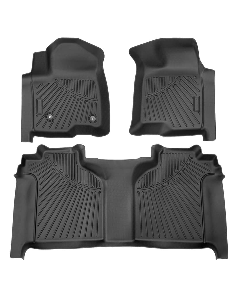 Powerty 3D Floor Mats for 2019-2026 Chevrolet Silverado 1500 & GMC Sierra 1500 Crew Cab & 2020-2026 Silverado/Sierra 2500HD 3500HD, Bucket Seat, All-Weather TPE Anti-Slip Car Protection Liners