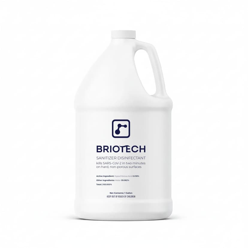BRIOTECH Sanitizer Disinfectant Hypochlorous, Nursery, 1 Gallon Refill | Kill 99.99% of viruses, bacteria, control mold, eliminate odor, gentle for nursery, play rooms, food contact surfaces