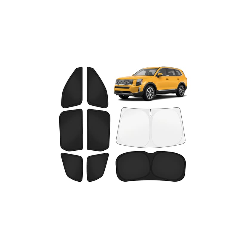 KUST Car Window Shades for Kia Telluride 2020-2025 2026 Windshield Sun Shade Side Window Cover UV Block Privacy Protection Telluride Accessories for Camping Blackout Rear Back Full Set 8PCS