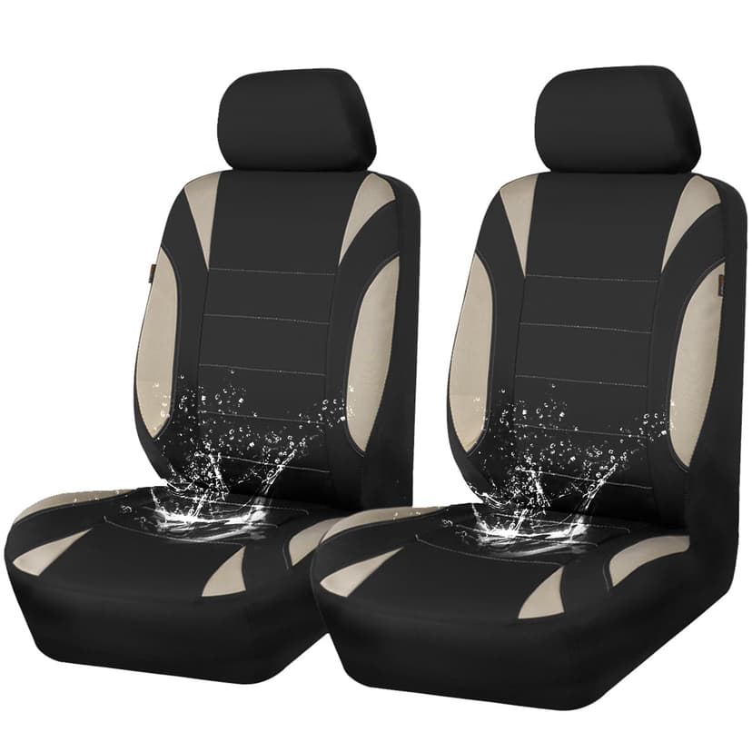 CAR PASS Neoprene EVA Waterproof car seat Covers Front Seats Only, Universal fit for SUV Vehicles Automotive with 5mm Composite EVA Inside,Airbag Compatible (Two Seats 6PCS, Black and Beige)
