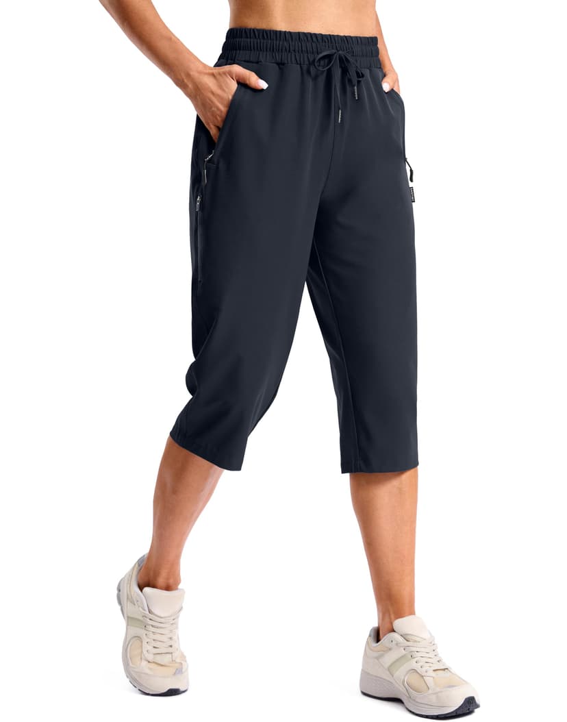SANTINY Women's 13''/ 15"/ 17'' Long Hiking Shorts with Zipper Pockets Lightweight Quick Dry Below The Knee Capris for Women