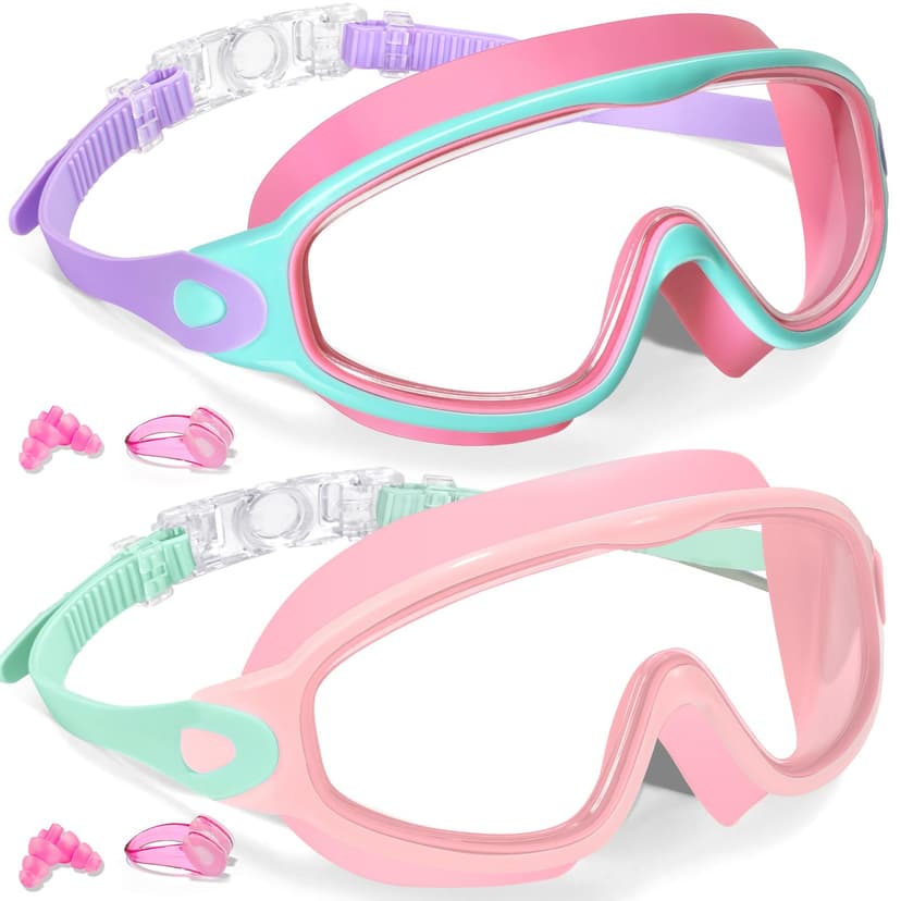 Keary 2 Pack Kids Swim Goggles for 3-15 UV Protection Anti-Fog Pool Water Swimming Goggles for Boys Girls Youth Toddler
