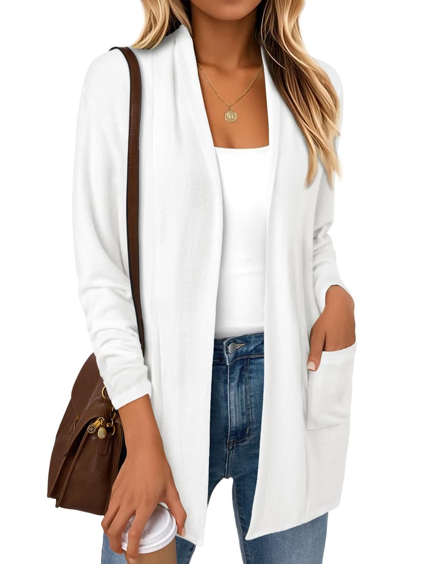 LILLUSORY Cardigan Sweaters for Women Lightweight Cardigans Fall Outfits | Open Front Long Cardigan with Pockets, Business Casual Outfits, Airport Travel Outfits, Teacher Outfits, 2026 Fall Fashion