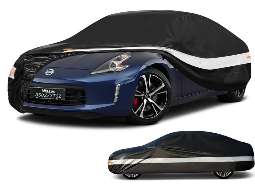 Holthly 10 Layers Car Cover Custom Fit for Nissan 350Z 370Z Z (2002-2026), Waterproof All Weather for Automobiles, Outdoor Full Cover Sun Dust Rain Protection with Cotton. Black
