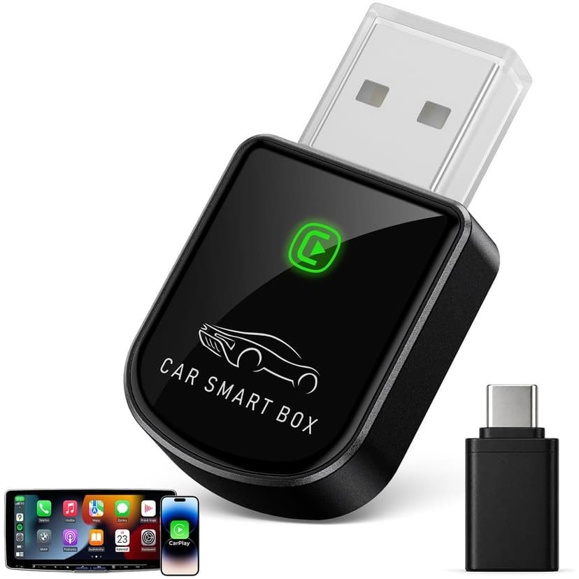 Luckyish Wireless Carplay Adapter for iPhone Latest Upgrade, Tiny Bluetooth Receiver Convert Wired to Wireless for Apple Car Play Plug & Play, Zero-Lag Media GPS Works with 2016+ Cars (Ebony Black)