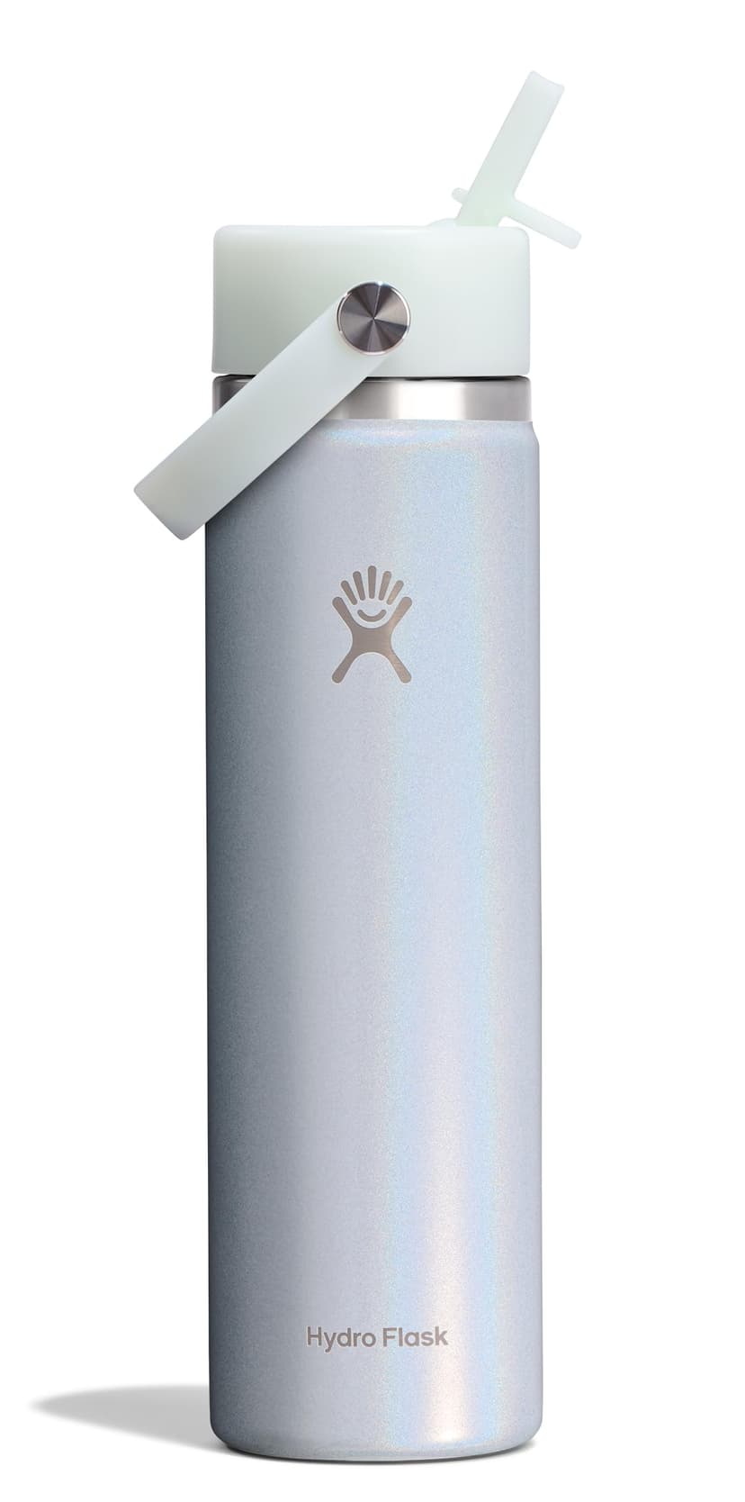 Hydro Flask Water Bottle - Insulated Stainless Steel - Wide Straw Lid, Non Spill, Leakproof in 24 Oz Glimmer Blue