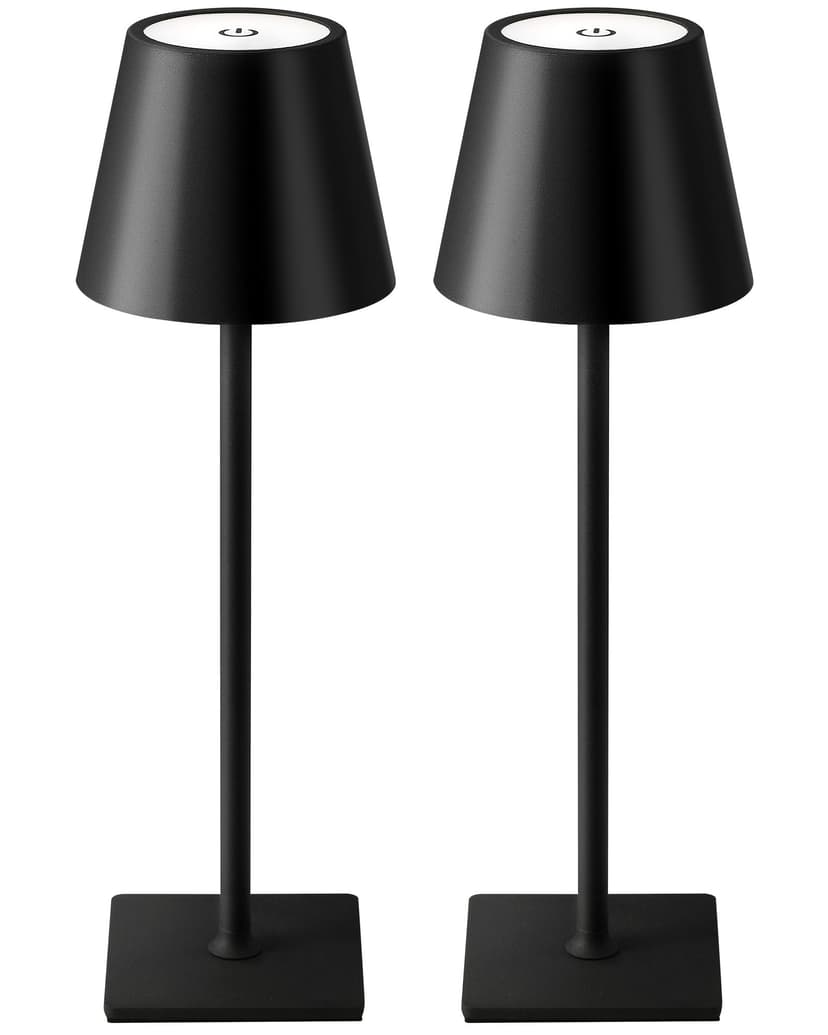 KDG 2 Pack Cordless Black Table Lamps, Rechargeable Portable LED Desk Lamps | 5000mAh Battery Operated 3 Color Stepless Dimming Up for Restaurant, Bedroom, Outdoor Party, Camping, Coffee Shop, Nightli