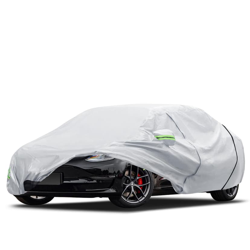 Car Cover Custom Fit for Tesla Model 3 Car Cover 2017-2026, Migaven Waterproof Full Exterior Cover Sun Rain Protection with Door Zipper and Cotton Lining