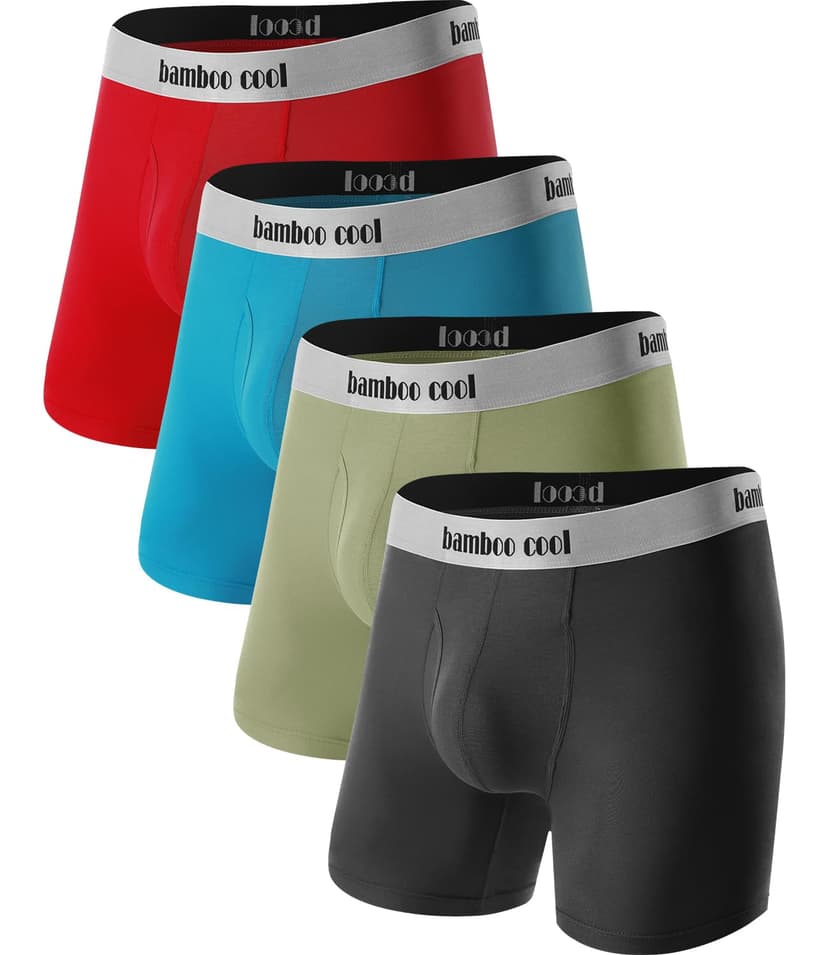 BAMBOO COOL Men's Boxer Briefs Ultra Breathable Underwear Multipack | Softer and Cooler Than Cotton,Moisture Wicking,Comfort Waistband,No Riding Up,Open Fly,Daily Wear,Outdoor