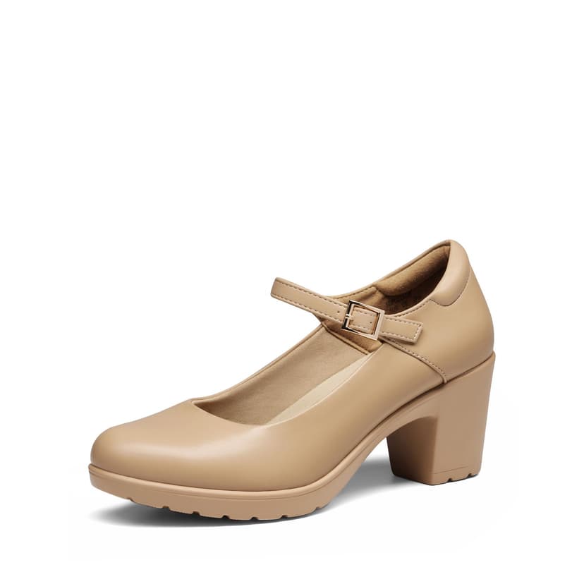 DREAM PAIRS Women's Chunky Low Block Heels Mary Jane Closed Toe Work Pumps Comfortable Round Toe Dress Wedding Shoes EDENIA