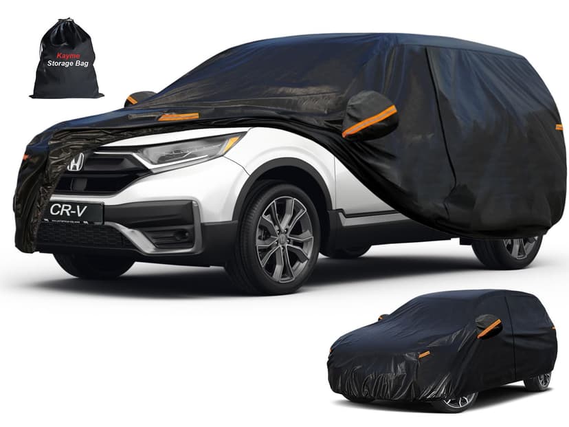 Kayme 7 Layers SUV Car Cover Custom Fit for Honda CRV CR-V (1995-2025), Waterproof All Weather for Automobiles,Rain Sun UV Protection.Black