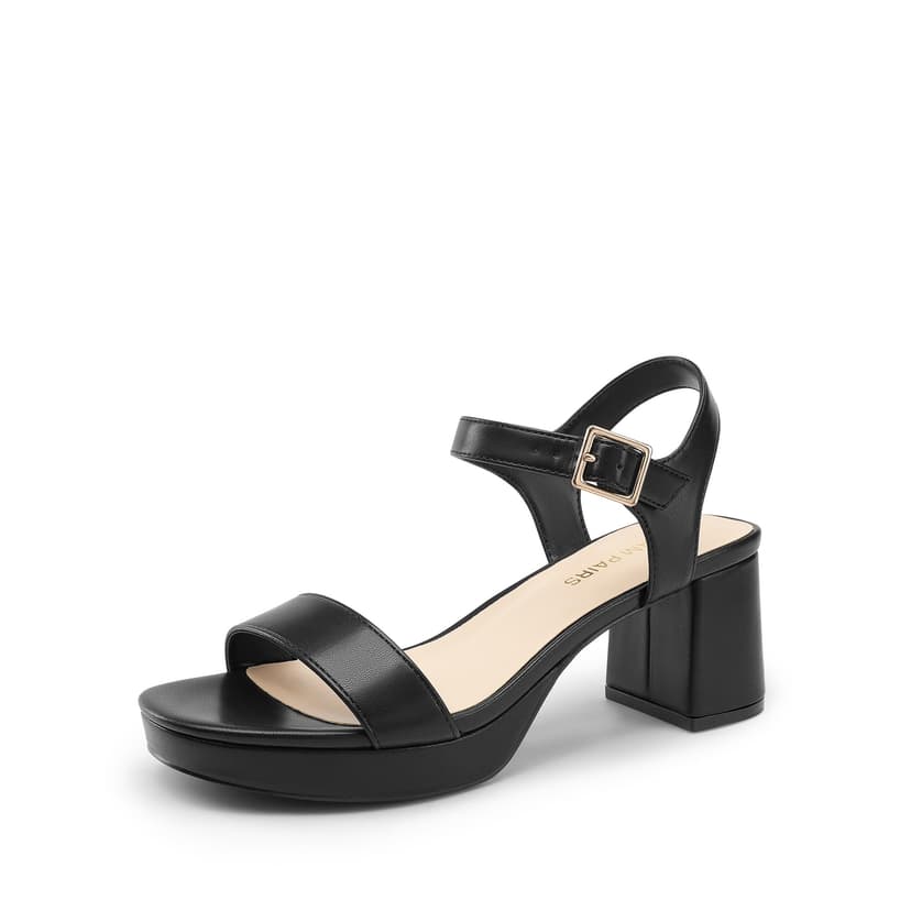 DREAM PAIRS Women's Platform Block Chunky Heels Sandals | Open Square Toe Ankle Strap Heel Fashion Wedding Party Dress Sandals Shoes 2.56-inch Block Heel and a 0.71-inch Platform