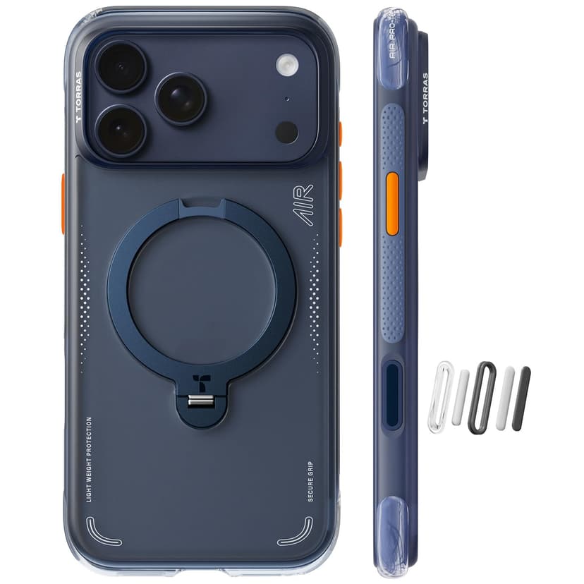 TORRAS Ostand Q3 Air for iPhone 17 Pro Case 6.3'' with Stronger Magnetic Stand, Fit for Magsafe, Airbags Miltary Protection, Camera Control for iPhone 17 Pro Case, Shockproof & Stylish, Midnight Blue
