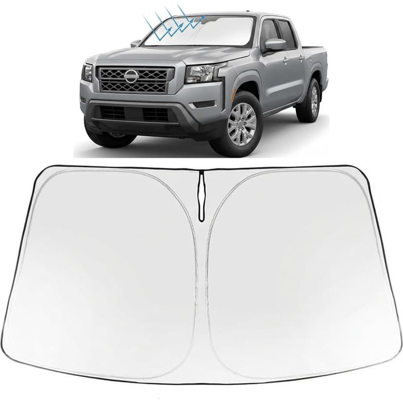 Proadsy Custom Fit Car Windshield Sun Shade for 2022-2026 Nissan Frontier | 240T Heat Shield, Drops Temp 54°F, Blocks 99% UV, Prevents Dashboard Cracking, Summer Parking & Beach Trips, Easy Twist-Fold