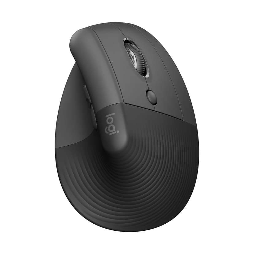 Logitech Lift Vertical Ergonomic Wireless Mouse - Graphite | Connect via Bluetooth or included Logi Bolt USB-A receiver, quiet clicks, 4 of 6 buttons customizable, Windows Mac compatible