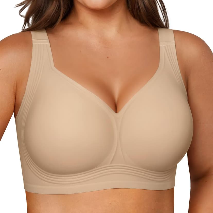 Vertvie Jelly Bras for Women Plus Size Minimizer Soft Wireless Push Up Bra Full Supportive Older Lift Back Coverage Bralette