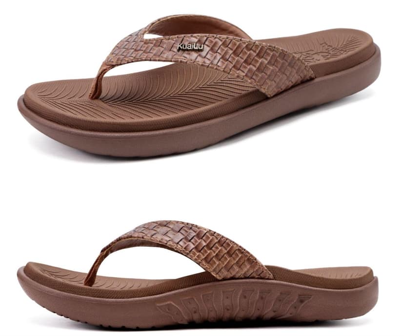 KuaiLu Womens Flip Flops Arch Support Yoga Mat Cushioned Thong Sandals | Ladies Comfortable Walking Slides For Plantar Fasciitis Slip On Indoor Outdoor For Summer