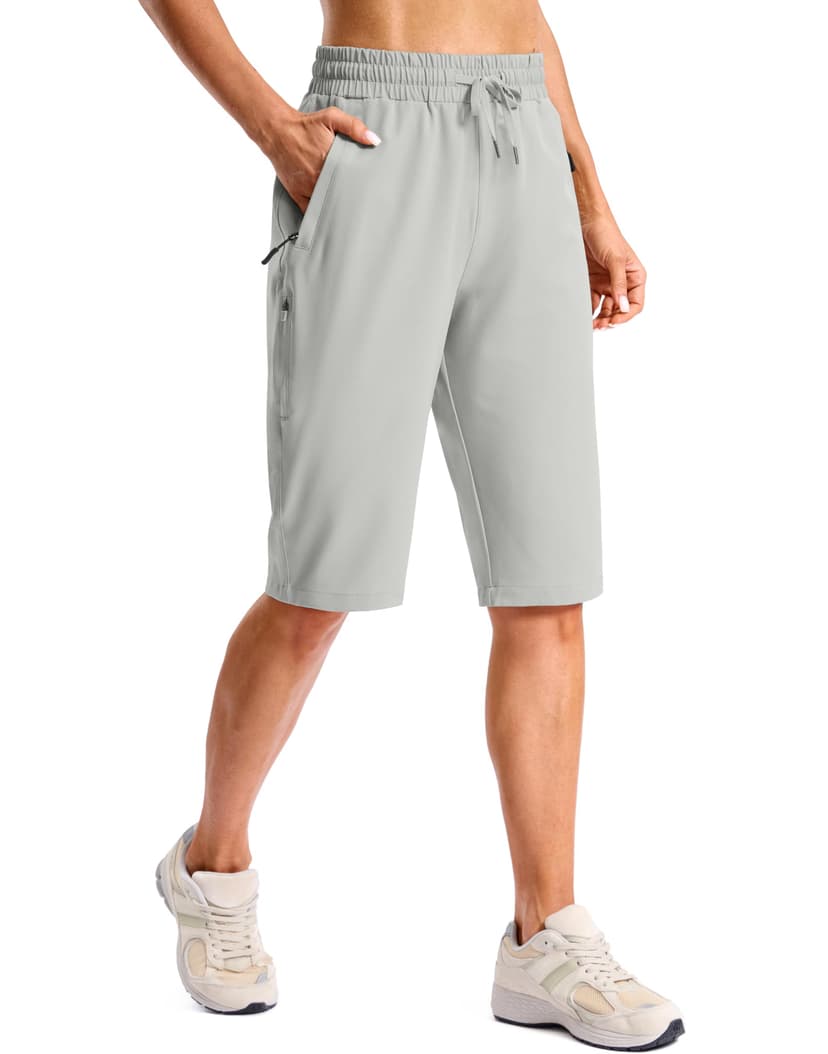 SANTINY Women's 13''/ 15"/ 17'' Long Hiking Shorts with Zipper Pockets Lightweight Quick Dry Below The Knee Capris for Women