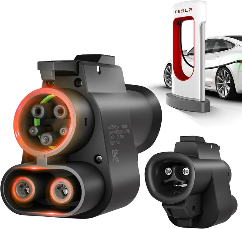 Heparanase-2 NACS to CCS Adapter: Electric Vehicle Adapter Compatible with Tesla Superchargers, Max 500A/1000V Fit for Ford/Volvo/GM EVs