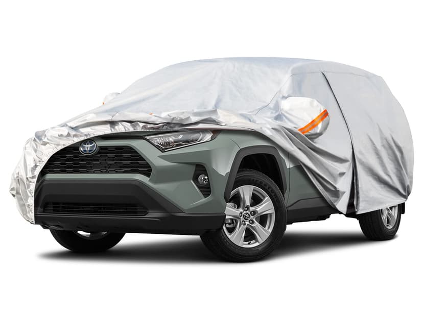 Kayme 6 Layers SUV Car Cover Custom Fit for Toyota RAV4 (2006-2025), Waterproof All Weather for Automobiles,Rain Sun UV Protection.Silver