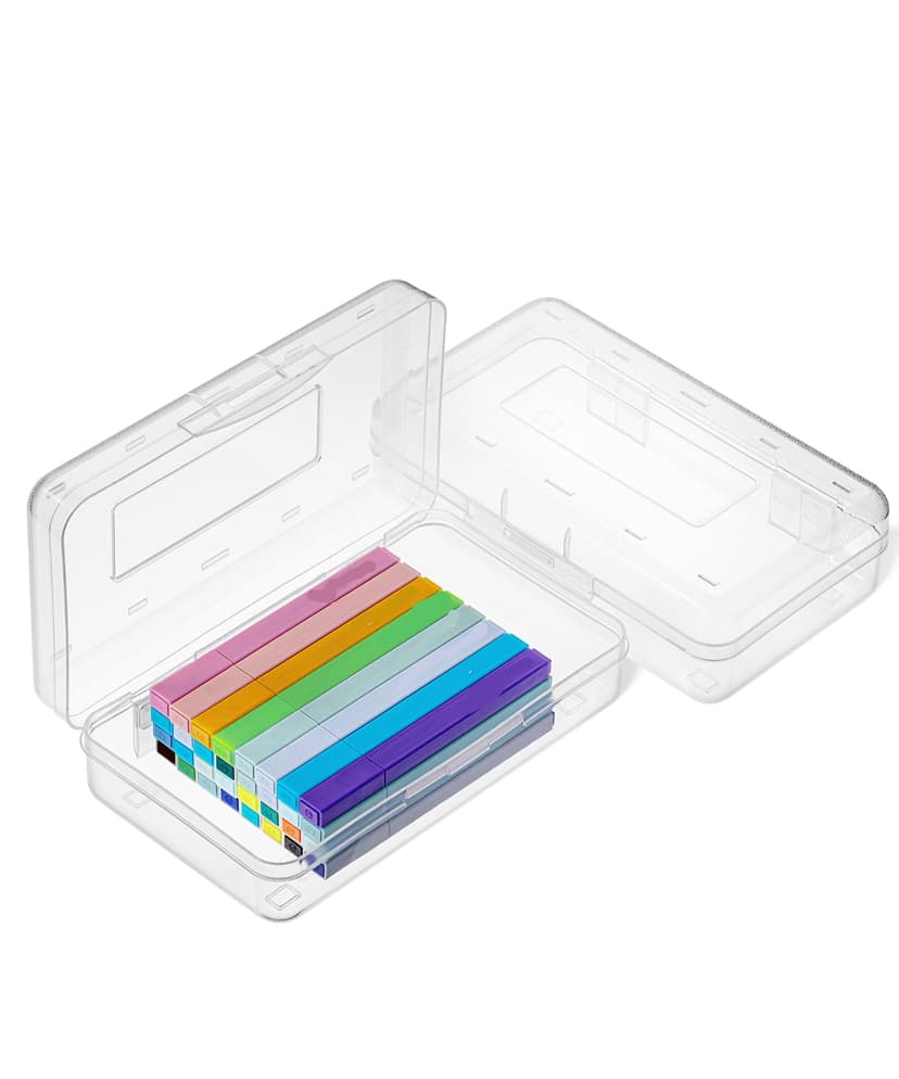 Mr. Pen- Plastic Pencil Case Box, 2 Pack, Large Crayon Marker Pen Organizer | Plastic Bead Organizing Container with Snap-Tight Lids, Clear Craft Storage Boxes, School Supplies