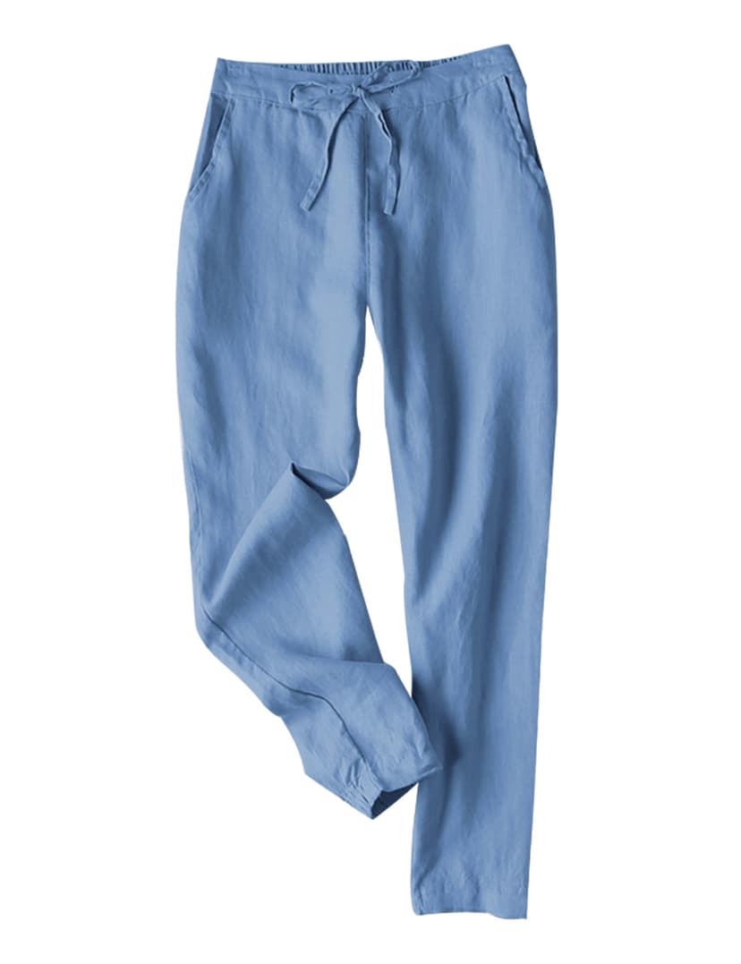 Tanming Linen Pants for Women Summer Casual High Waisted Drawstring White Beach Pant