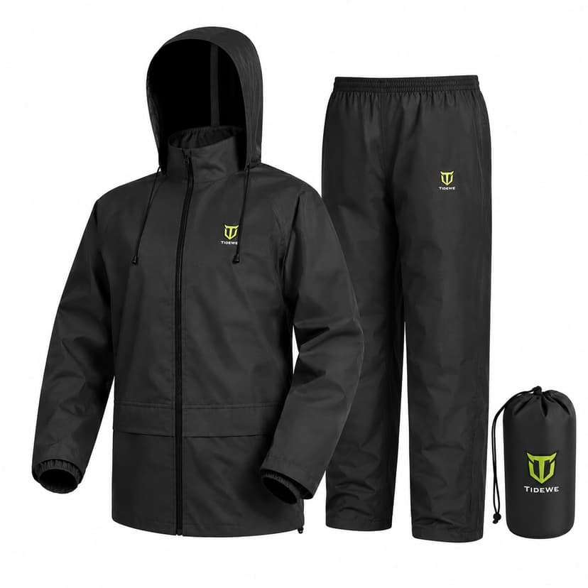 TIDEWE Rain Suit for Men, Waterproof Lightweight 2-Piece Rain Gear | Sealed seams, Adjustable hood cuffs and waist, High-density fabric, Fishing, Outdoor work, Hunting, Hiking, Storage bag