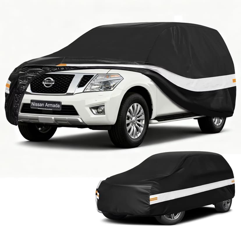 Holthly 10 Layers SUV Car Cover Custom Fit for Nissan Armada (2003-2026), Waterproof All Weather for Automobiles, Outdoor Full Cover Sun Dust Rain Protection with Cotton. Black