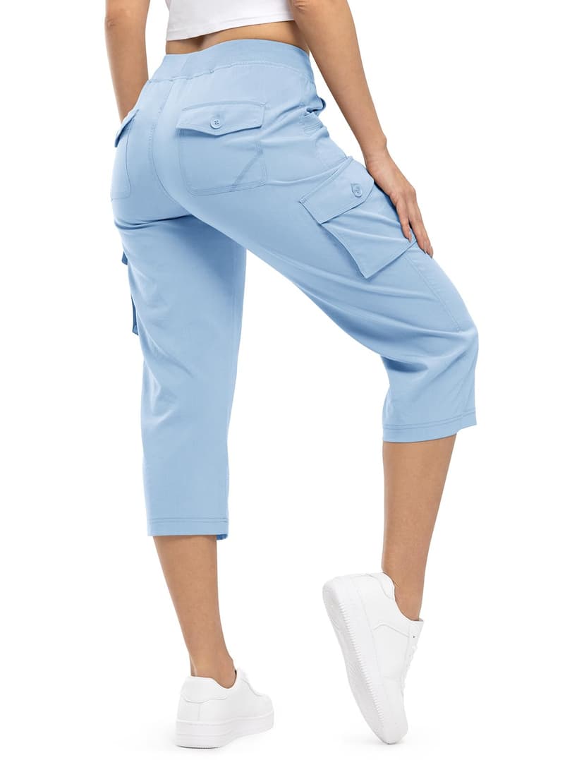TBMPOY Womens Cargo Capris Lightweight Hiking Pants 6 Pockets Quick Dry Casual Outdoor Trip Loose Shorts Cropped Cotton