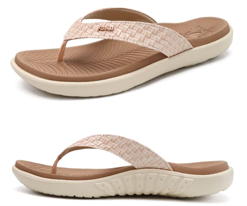 KuaiLu Womens Flip Flops Arch Support Yoga Mat Cushioned Thong Sandals | Ladies Comfortable Walking Slides For Plantar Fasciitis Slip On Indoor Outdoor For Summer